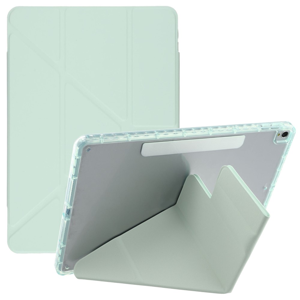 Tablet Case For iPad 10.2 (2021)  /  (2020)  /  (2019)  /  Air 10.5 inch (2019) Magnetic Dual Clasp PU TPU Acrylic Origami Stand Cover - Green
