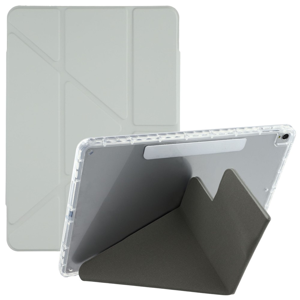 Tablet Case For iPad 10.2 (2021)  /  (2020)  /  (2019)  /  Air 10.5 inch (2019) Magnetic Dual Clasp PU TPU Acrylic Origami Stand Cover - Grey