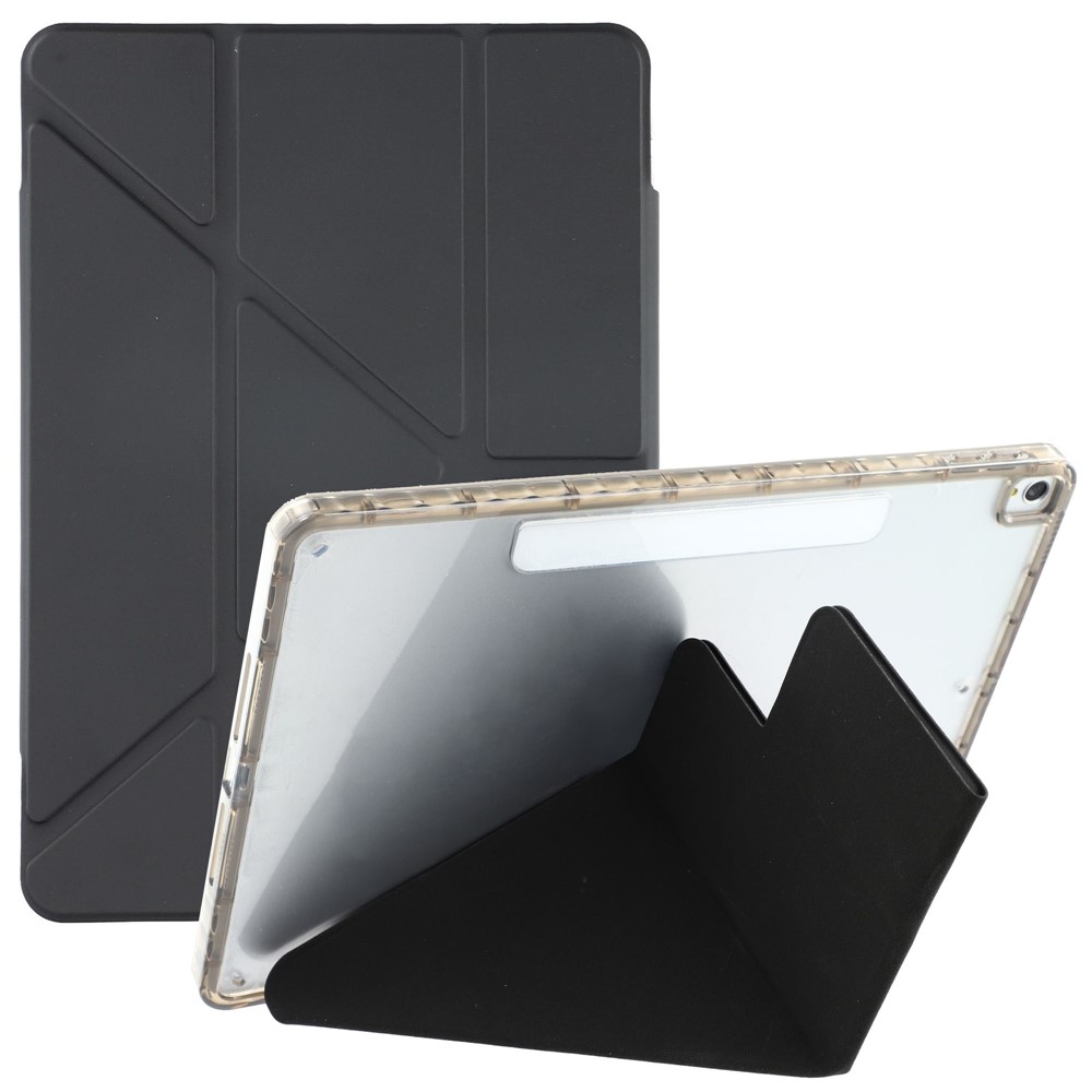Tablet Case For iPad 10.2 (2021)  /  (2020)  /  (2019)  /  Air 10.5 inch (2019) Magnetic Dual Clasp PU TPU Acrylic Origami Stand Cover - Black