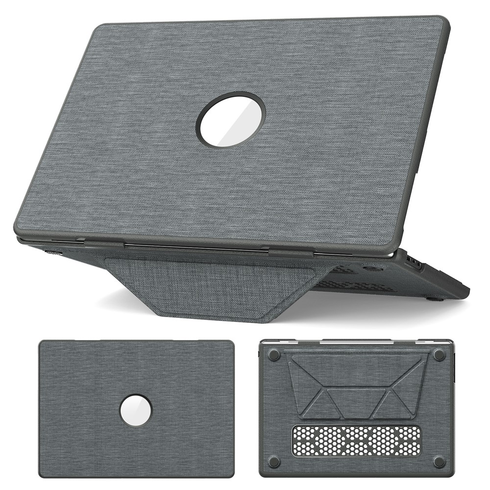 Kickstand Case for MacBook Air 15 inch (2026) A3448 / (2025) A3241 / (2024) A311 / (2023) A2941 Laptop Cover with Logo View - Grey