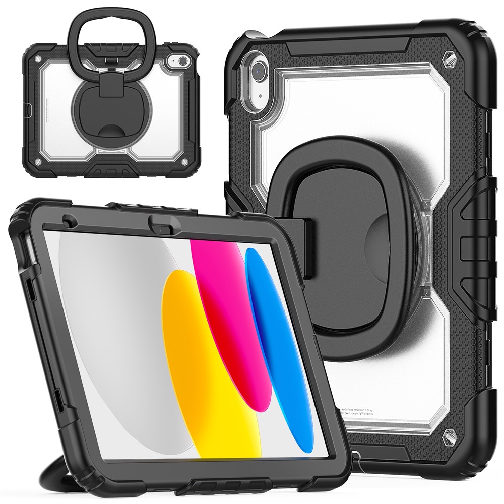 For iPad (2025) / iPad 10.9 (2022) Case Ring Kickstand PC + Silicone Shockproof Tablet Cover