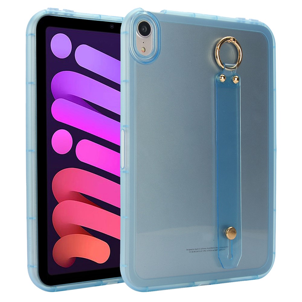 For iPad mini (2024)  /  (2021) Case Shockproof TPU Tablet Cover with Wristband - Blue