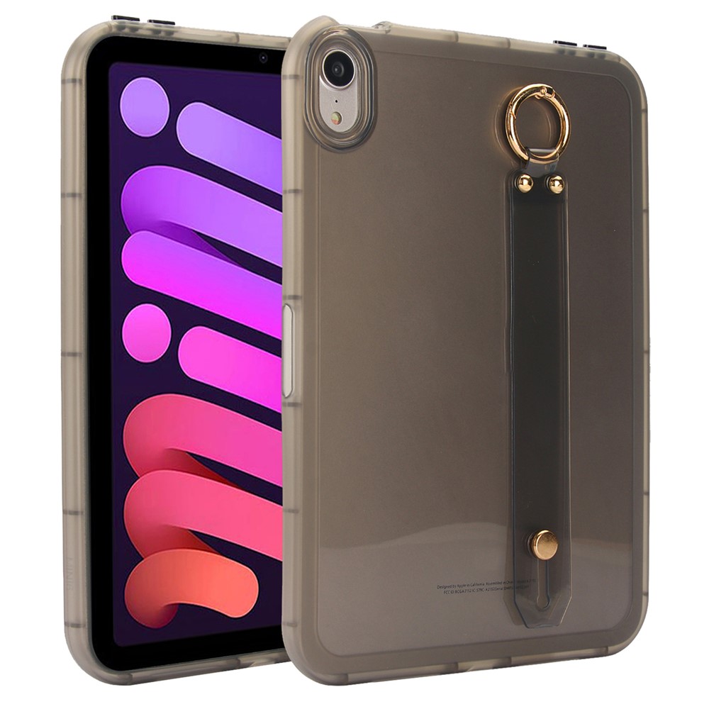 For iPad mini (2024) / (2021) Case Shockproof TPU Tablet Cover with Wristband - Black