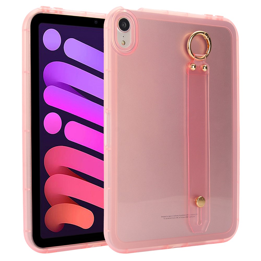 For iPad mini (2024) / (2021) Case Shockproof TPU Tablet Cover with Wristband - Pink