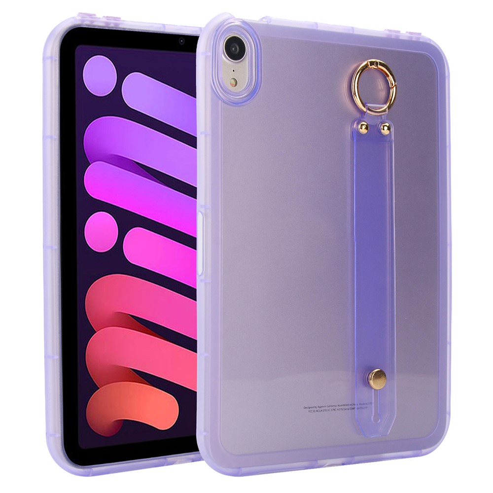 For iPad mini (2024) / (2021) Case Shockproof TPU Tablet Cover with Wristband - Purple