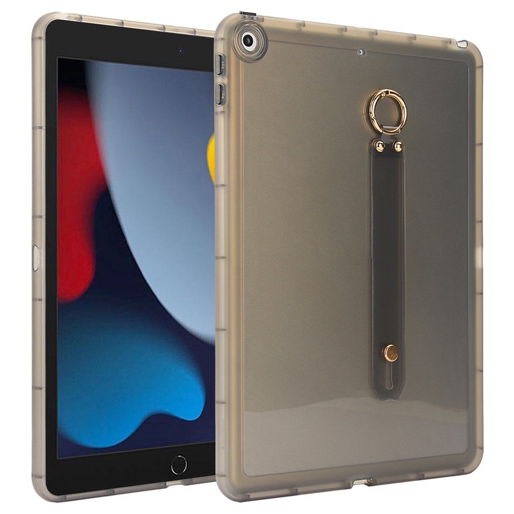 Tablet Case For iPad 10.2 (2021)  /  (2020)  /  (2019) Shockproof TPU Cover with Wristband - Black