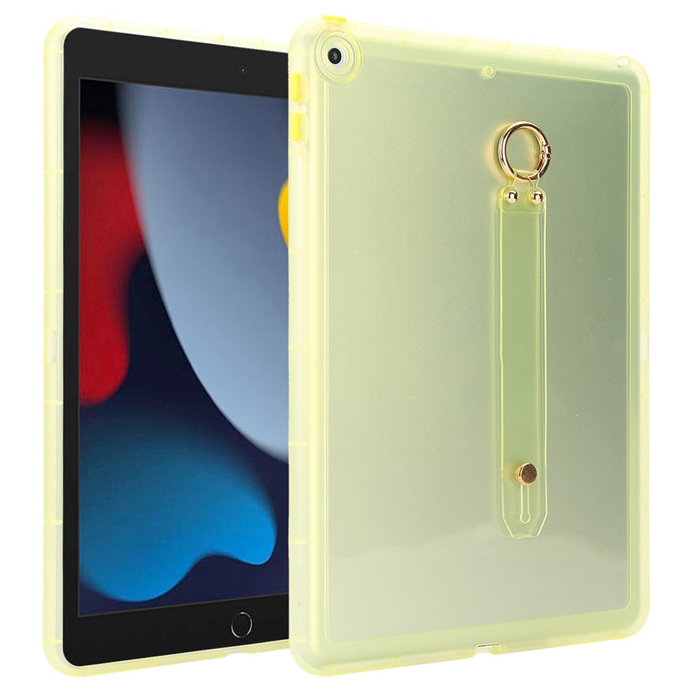 Tablet Case For iPad 10.2 (2021)  /  (2020)  /  (2019) Shockproof TPU Cover with Wristband - Yellow