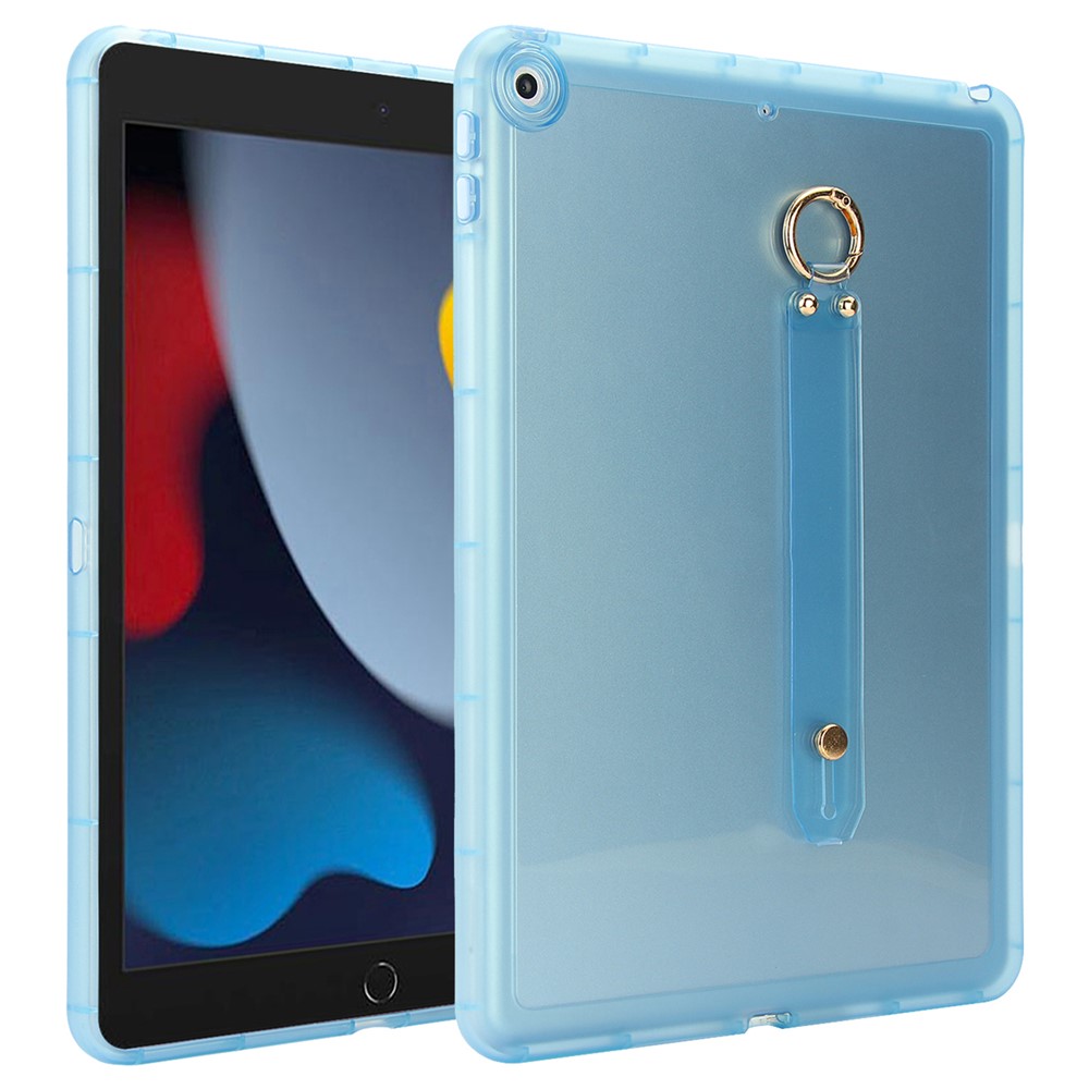 Tablet Case For iPad 10.2 (2021)  /  (2020)  /  (2019) Shockproof TPU Cover with Wristband - Blue