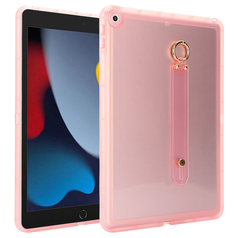 Tablet Case For iPad 10.2 (2021)  /  (2020)  /  (2019) Shockproof TPU Cover with Wristband - Pink
