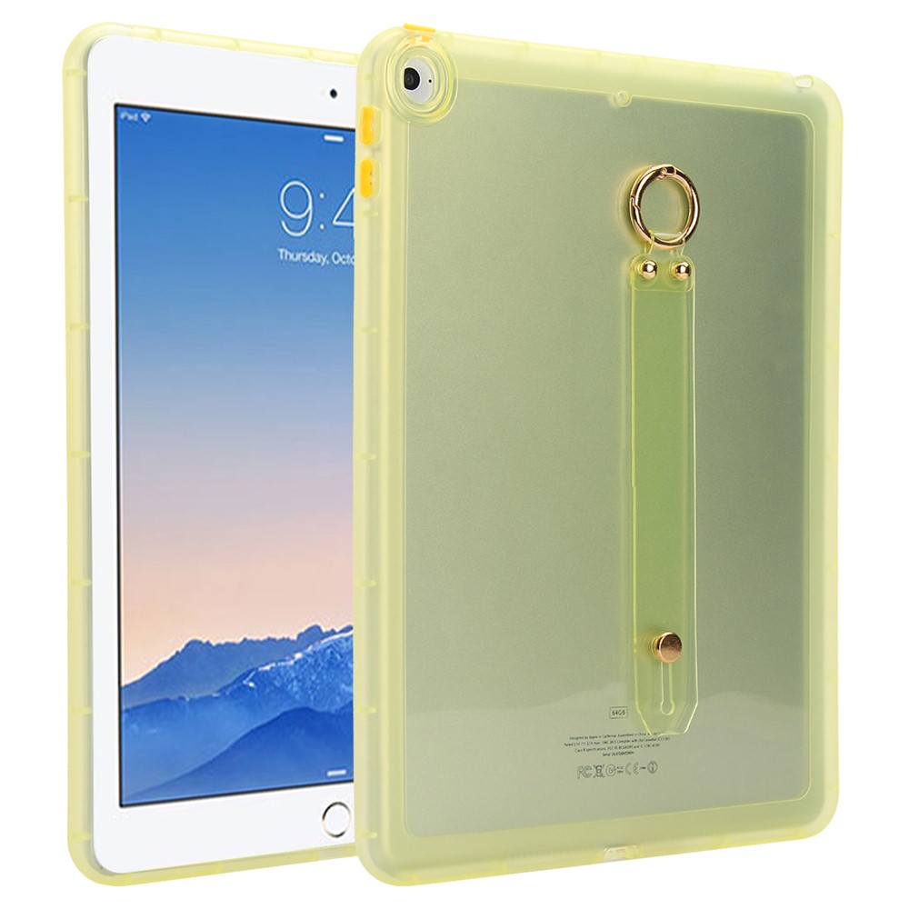 Tablet Case For iPad 9.7-inch (2018) / (2017) / Air 2 Shockproof TPU Cover with Wristband - Yellow