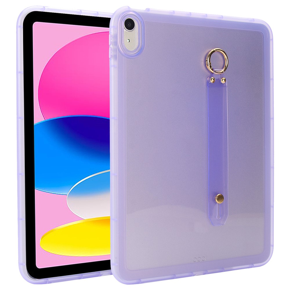 For iPad (2025)  /  10.9 (2022) Case Shockproof TPU Tablet Cover with Wristband - Purple