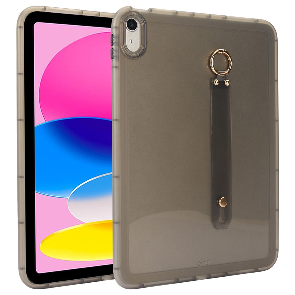 For iPad (2025) / 10.9 (2022) Case Shockproof TPU Tablet Cover with Wristband - Black