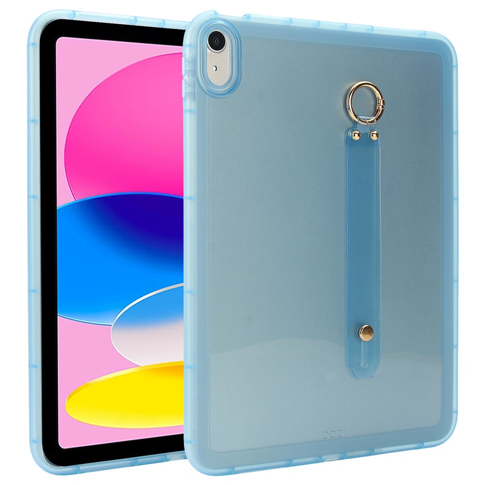 For iPad (2025) / 10.9 (2022) Case Shockproof TPU Tablet Cover with Wristband - Blue