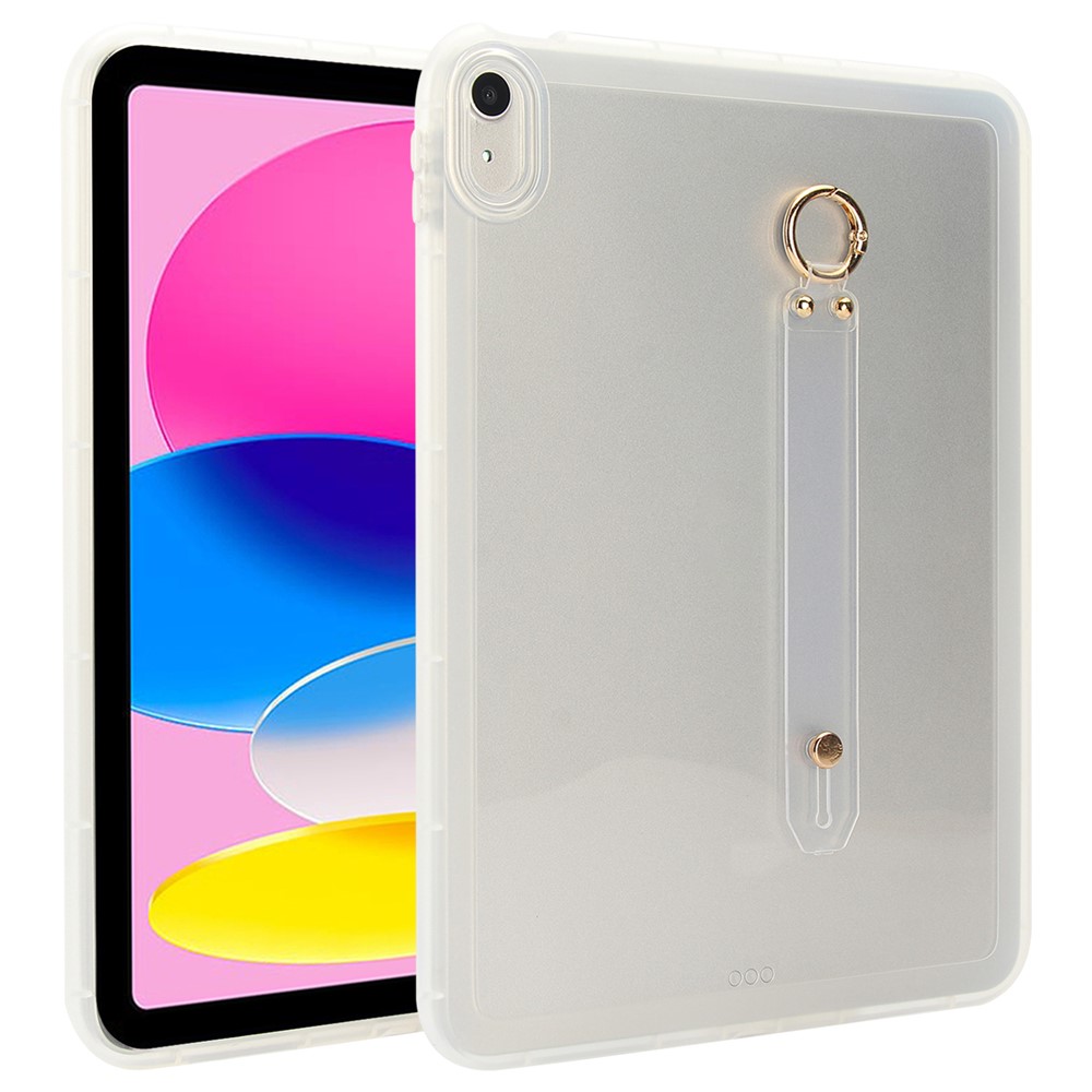 For iPad (2025) / 10.9 (2022) Case Shockproof TPU Tablet Cover with Wristband - Transparent