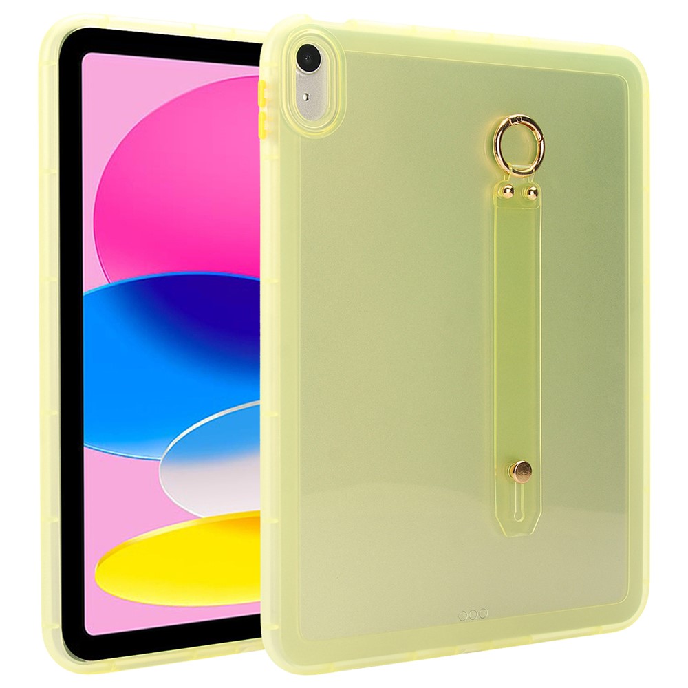For iPad (2025) / 10.9 (2022) Case Shockproof TPU Tablet Cover with Wristband - Yellow