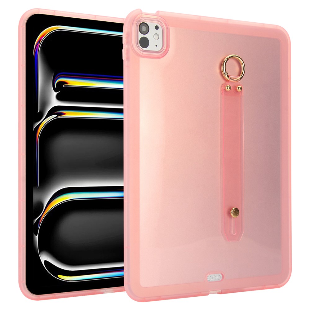 For iPad Pro 11 (2025) / 11 (2024) Case Shockproof TPU Tablet Cover with Wristband - Pink