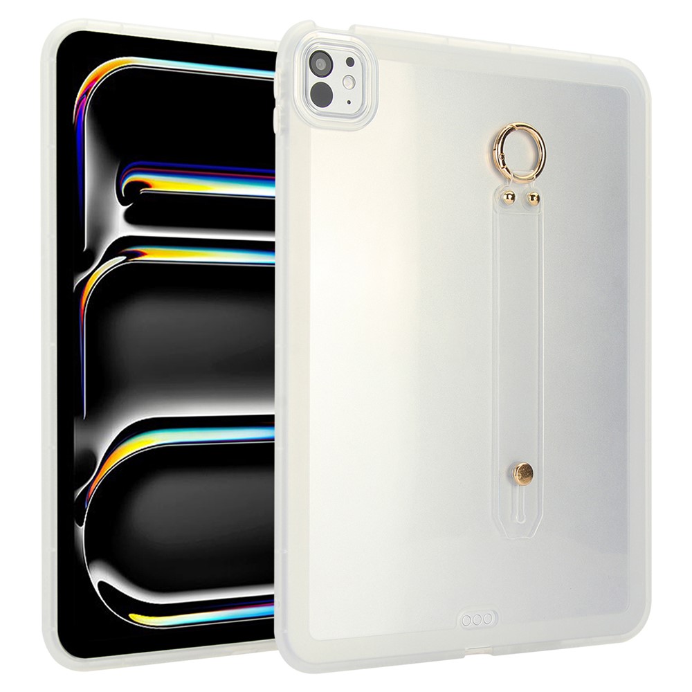 For iPad Pro 11 (2025) / 11 (2024) Case Shockproof TPU Tablet Cover with Wristband - Transparent