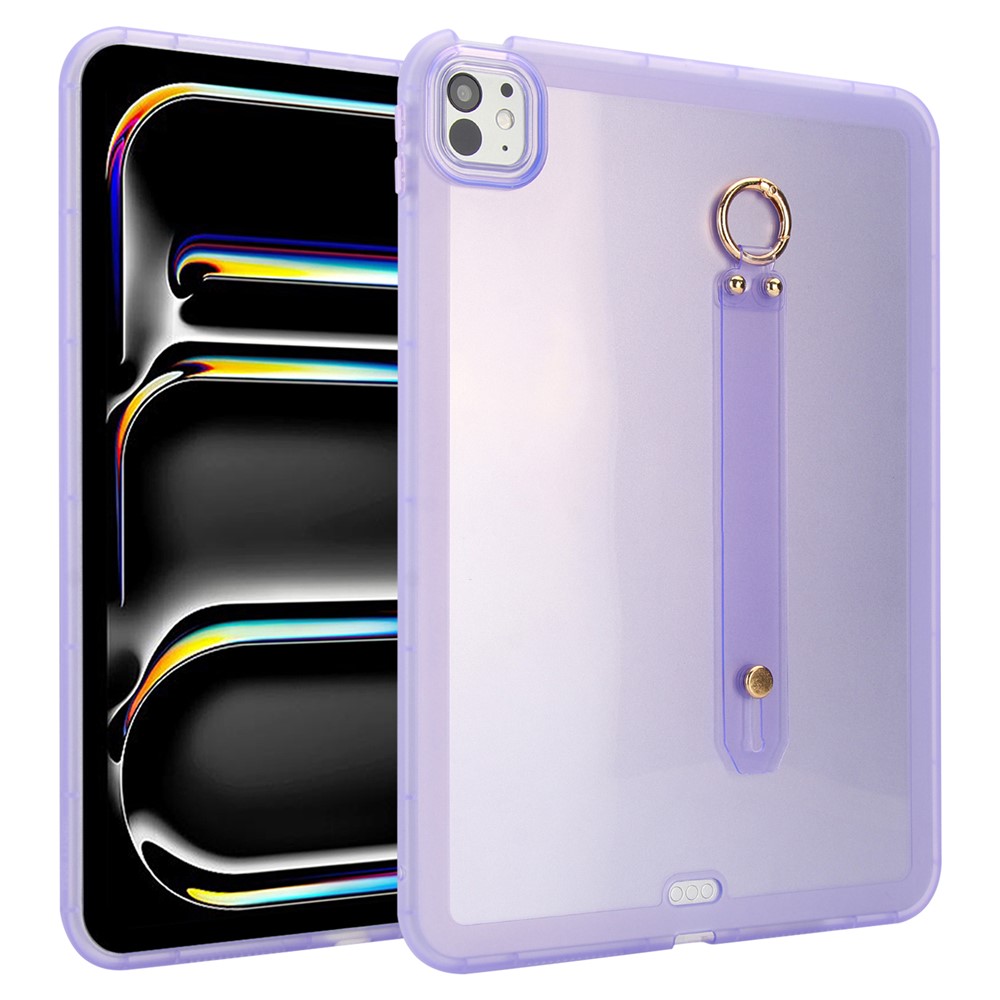 For iPad Pro 11 (2025) / 11 (2024) Case Shockproof TPU Tablet Cover with Wristband - Purple