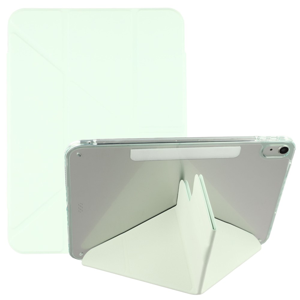 For iPad (2025) / 10.9 (2022) Case Magnetic Dual Clasp PU TPU Acrylic Origami Stand Tablet Cover - Green