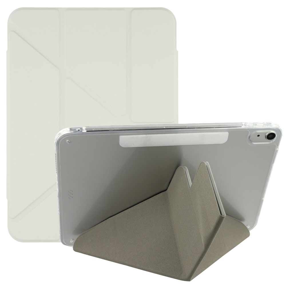 For iPad (2025) / 10.9 (2022) Case Magnetic Dual Clasp PU TPU Acrylic Origami Stand Tablet Cover - Grey
