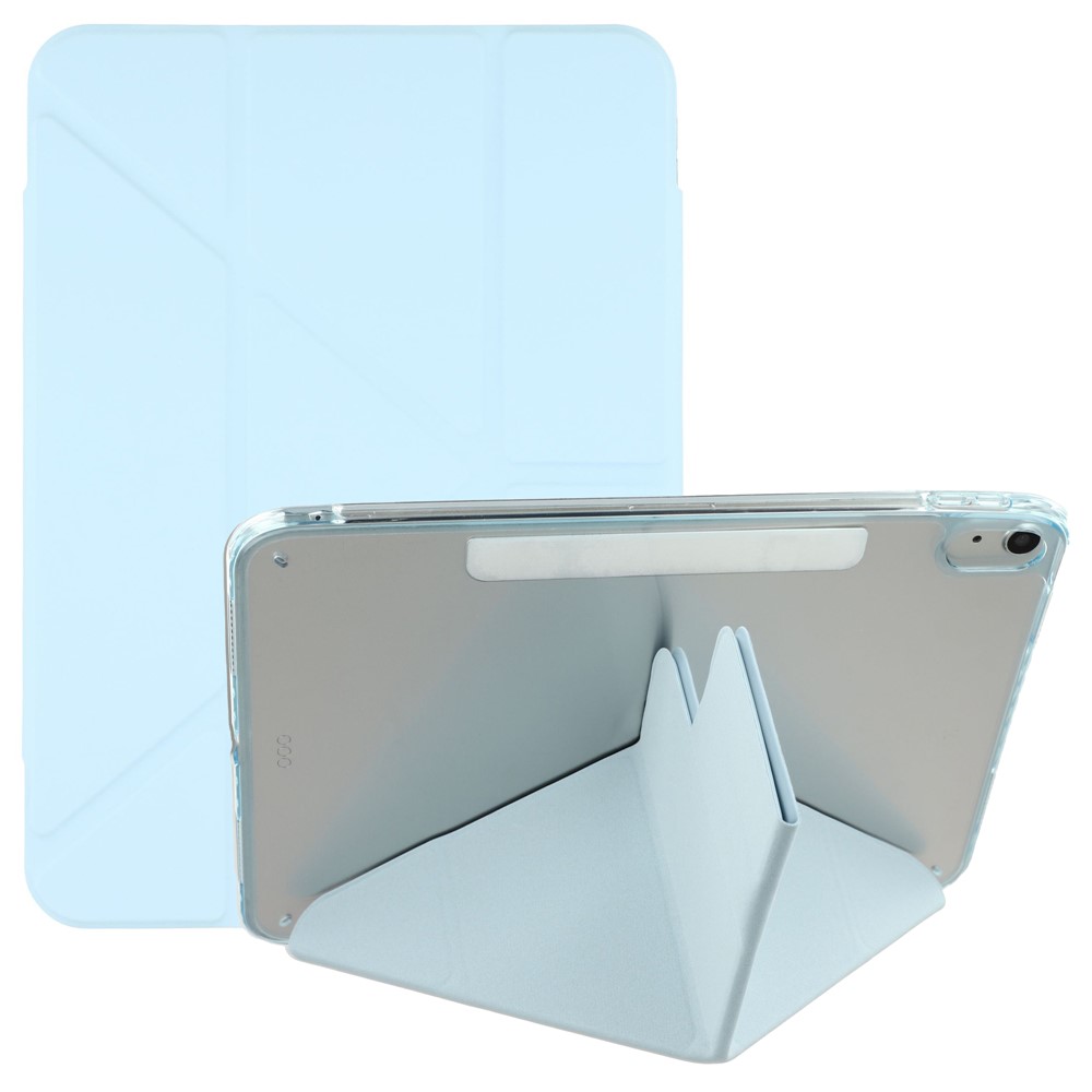 For iPad (2025) / 10.9 (2022) Case Magnetic Dual Clasp PU TPU Acrylic Origami Stand Tablet Cover - Baby Blue