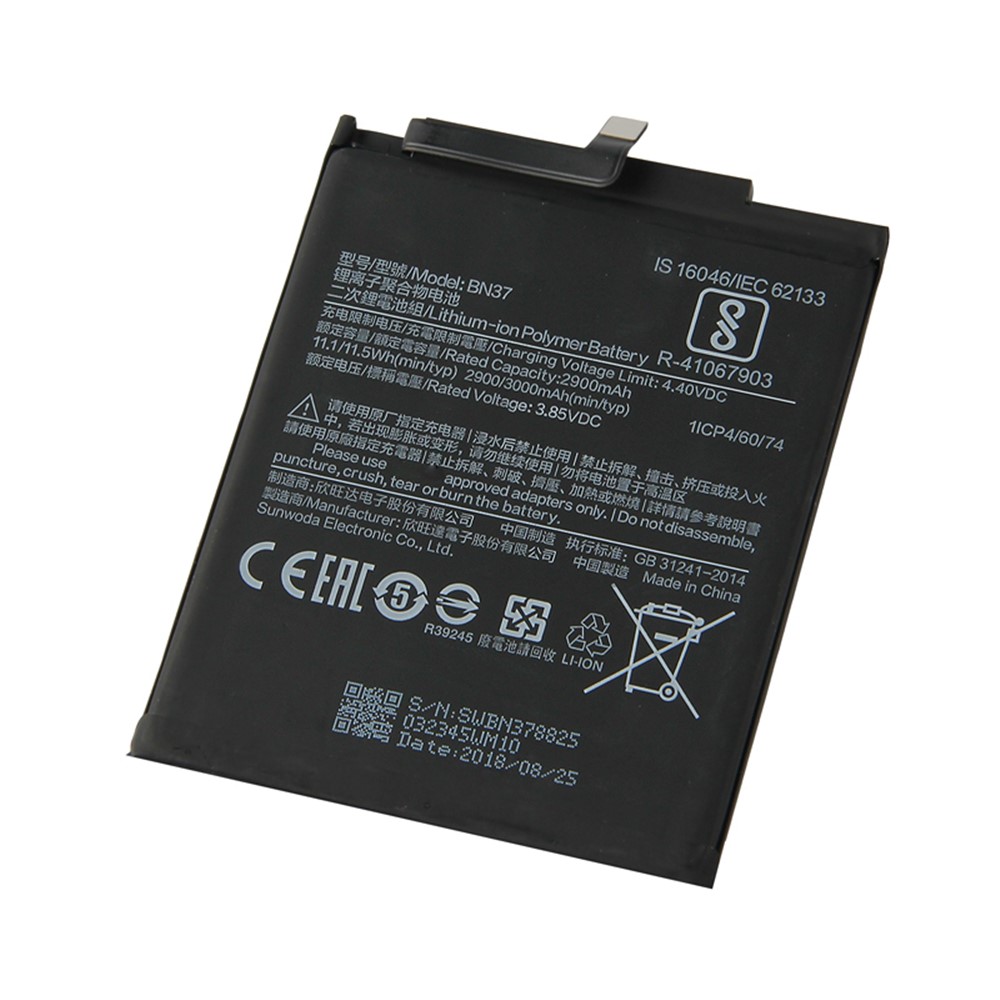 For Xiaomi Redmi 6 (Dual Camera: 12MP+5MP) / 6A (Single 12MP Rear Camera) 3.85V 2900mAh Li-ion Polymer Battery Replacement Part (Encode: BN37) (without Logo)-3