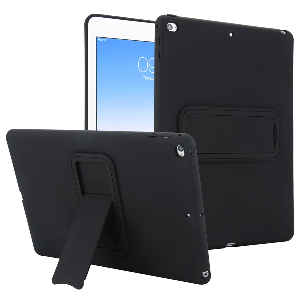 Kickstand Tablet Case for iPad 9.7-inch (2018) / (2017) / Air 2 TPU + PC Skin-Friendly Protective Cover - Black