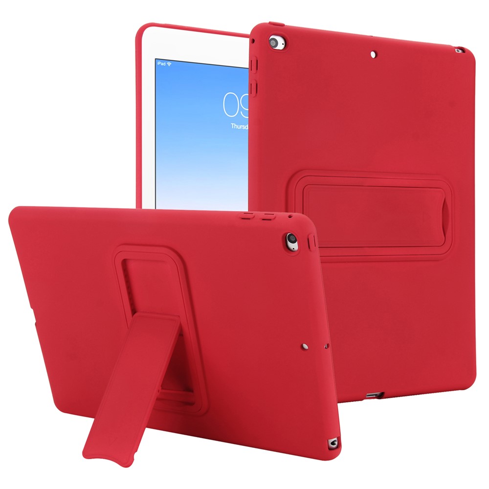 Kickstand Tablet Case for iPad 9.7-inch (2018) / (2017) / Air 2 TPU + PC Skin-Friendly Protective Cover - Red