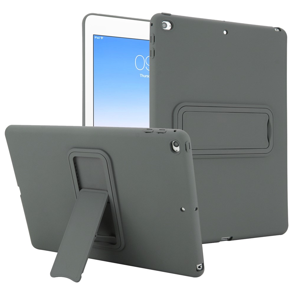 Kickstand Tablet Case for iPad 9.7-inch (2018) / (2017) / Air 2 TPU + PC Skin-Friendly Protective Cover - Grey