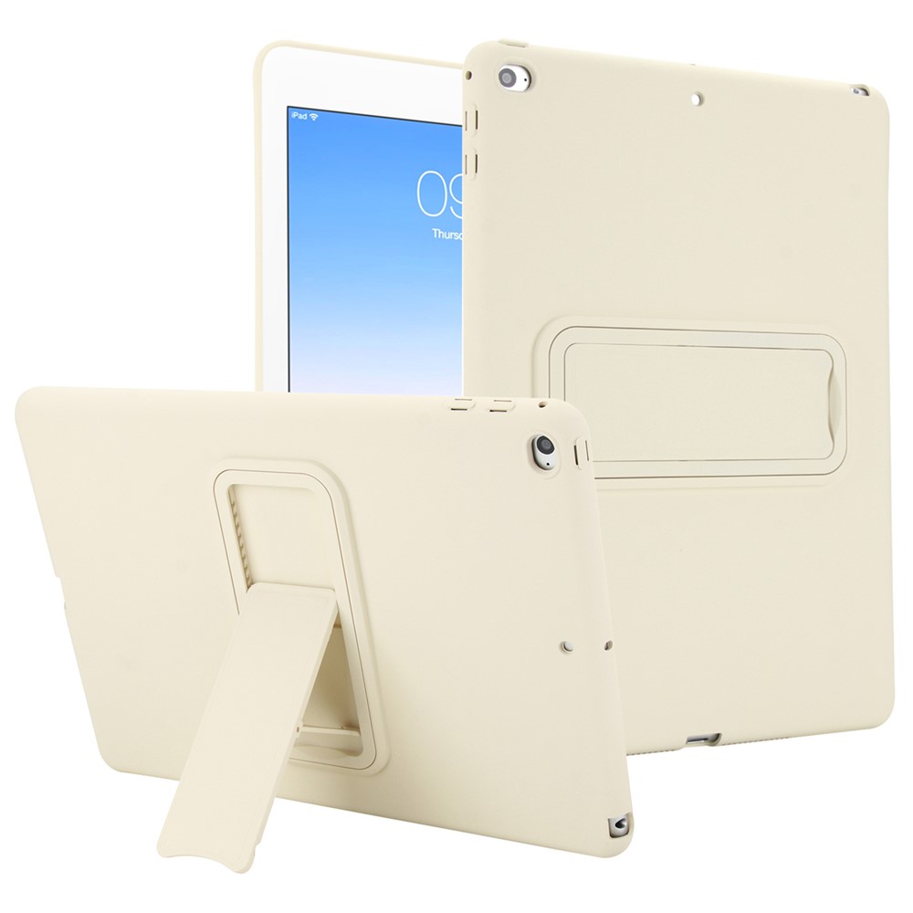 Kickstand Tablet Case for iPad 9.7-inch (2018) / (2017) / Air 2 TPU + PC Skin-Friendly Protective Cover - Beige