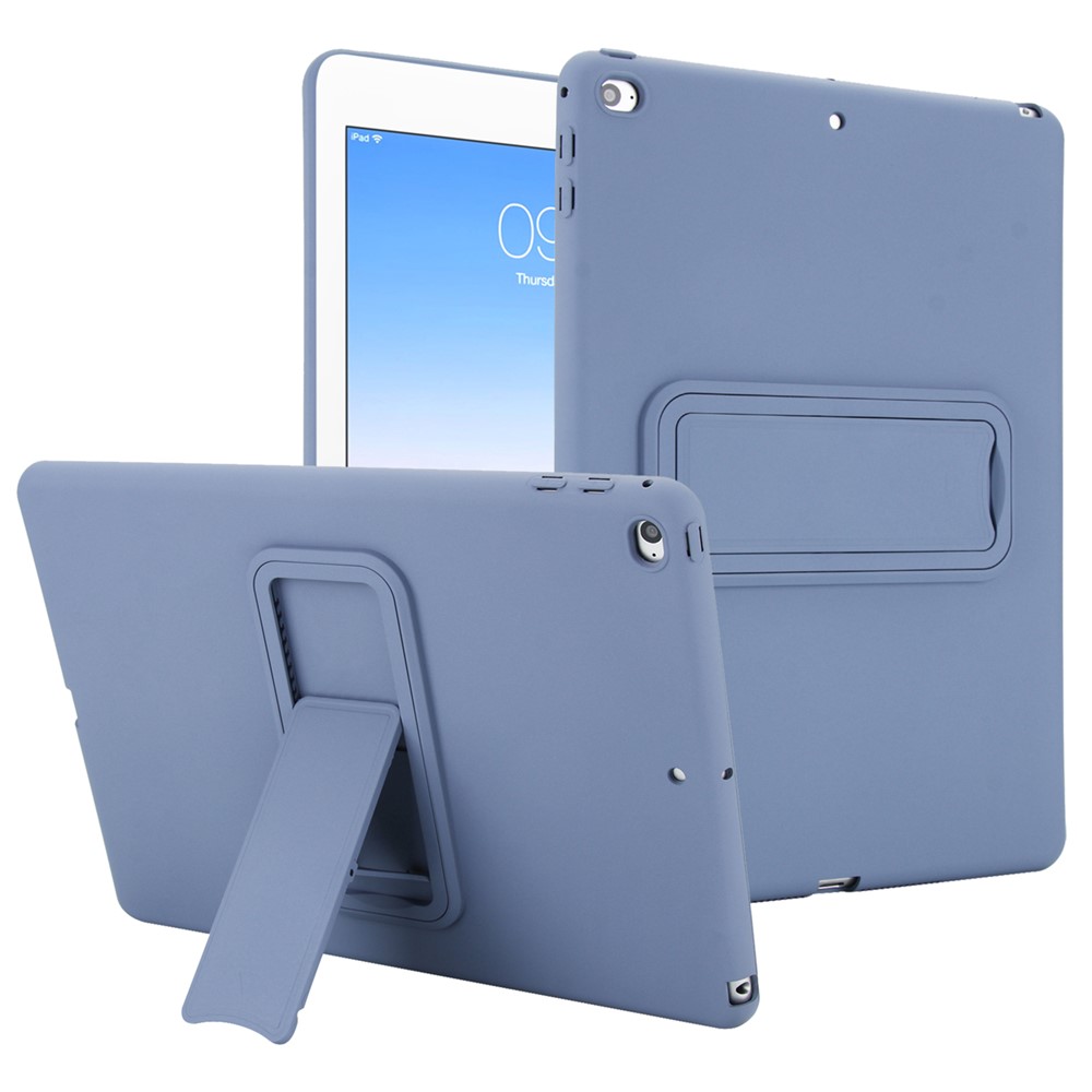Kickstand Tablet Case for iPad 9.7-inch (2018) / (2017) / Air 2 TPU + PC Skin-Friendly Protective Cover - Lavender Grey