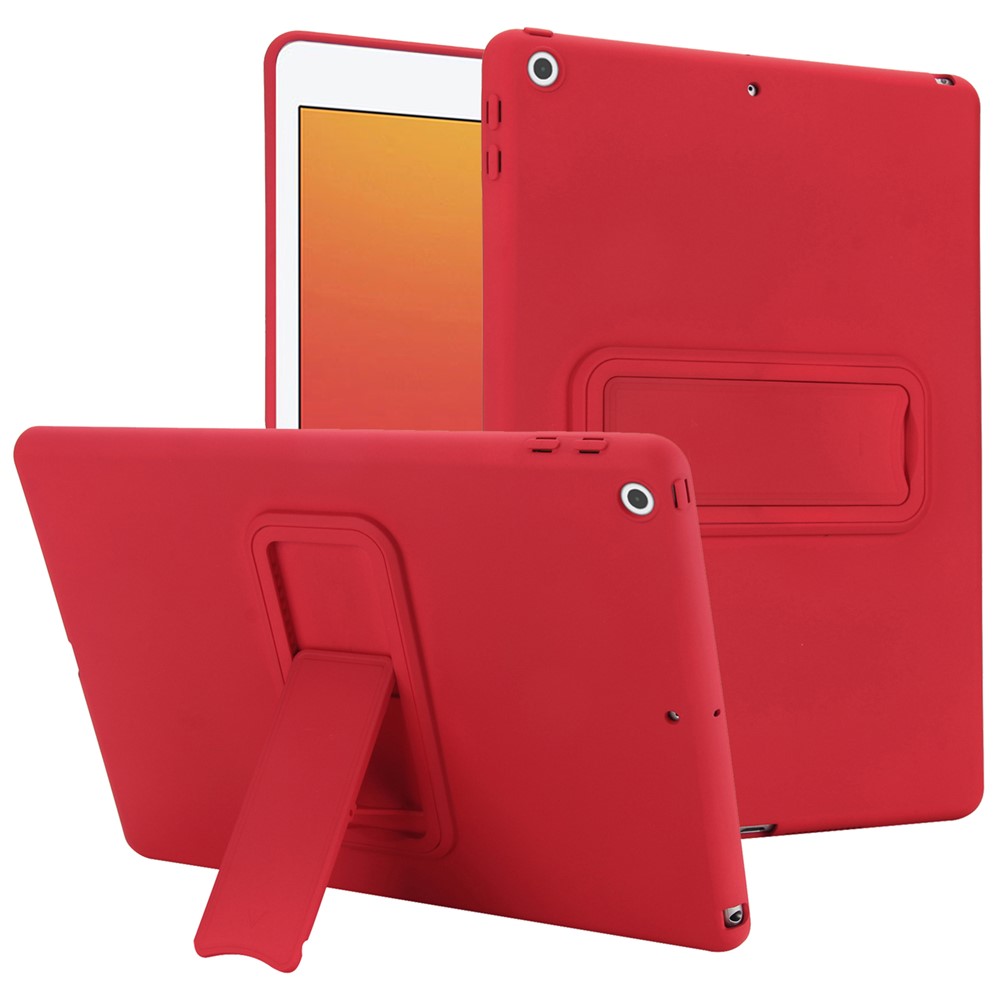 Kickstand Tablet Case for iPad 10.2 (2021) / (2020) / (2019) TPU + PC Skin-Friendly Protective Cover - Red