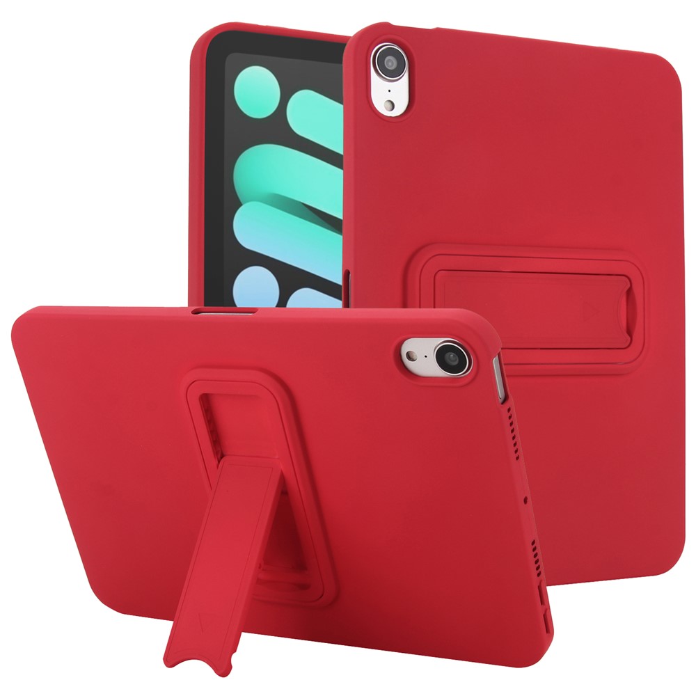For iPad mini (2024) / (2021) Case TPU + PC Skin-Friendly Kickstand Tablet Cover - Red
