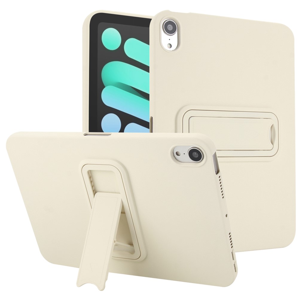 For iPad mini (2024) / (2021) Case TPU + PC Skin-Friendly Kickstand Tablet Cover - Beige