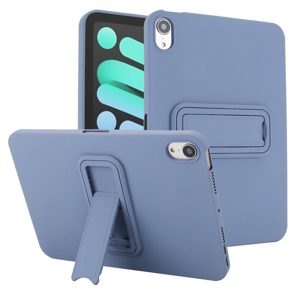 For iPad mini (2024) / (2021) Case TPU + PC Skin-Friendly Kickstand Tablet Cover - Lavender Grey