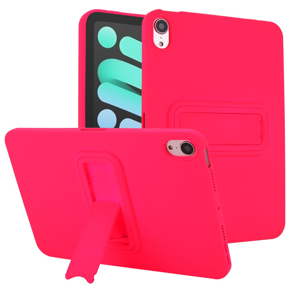 For iPad mini (2024) / (2021) Case TPU + PC Skin-Friendly Kickstand Tablet Cover - Rose
