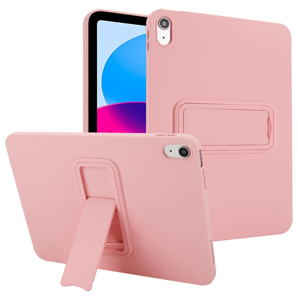 For iPad (2025) / 10.9 (2022) Case TPU + PC Skin-Friendly Kickstand Tablet Cover - Pink