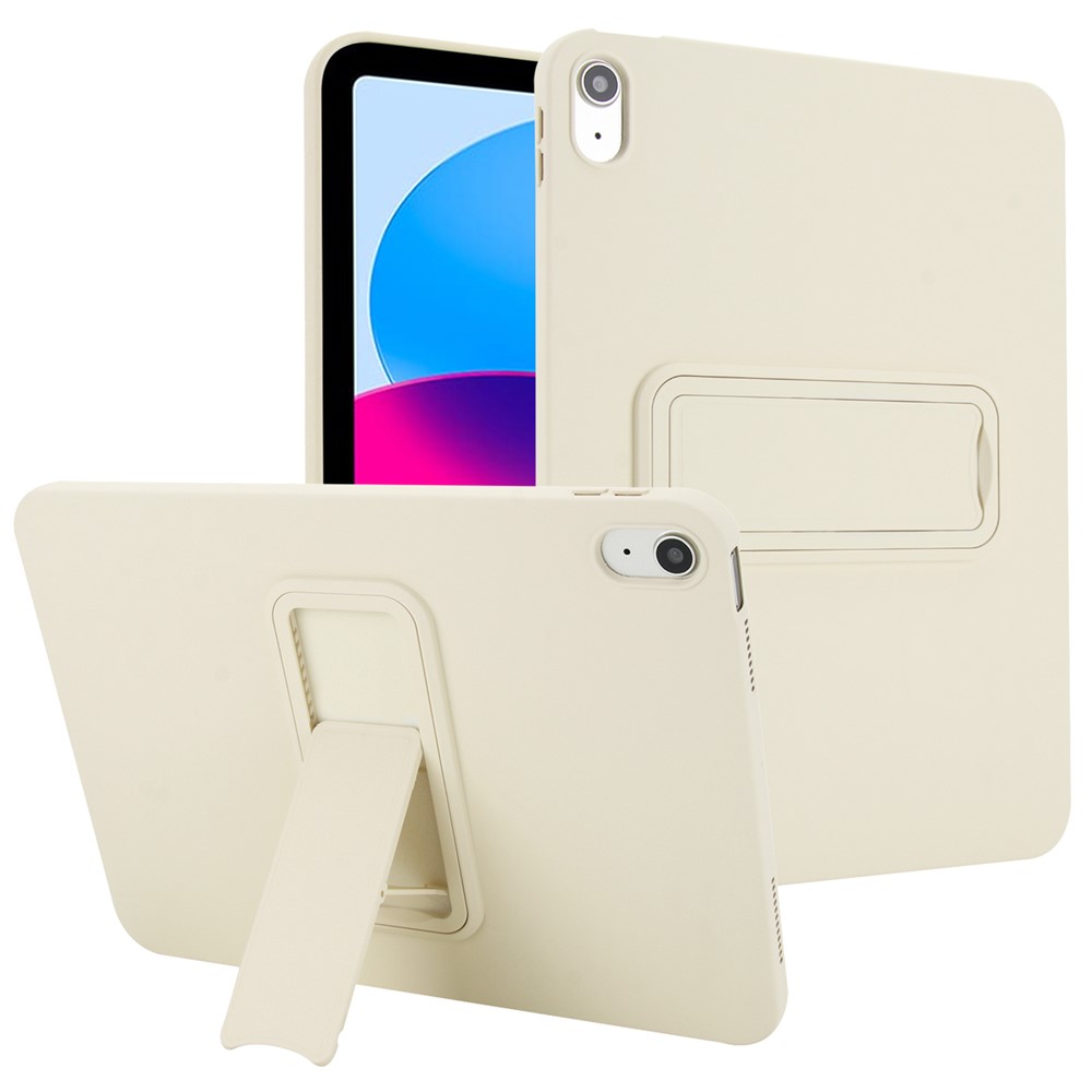 For iPad (2025) / 10.9 (2022) Case TPU + PC Skin-Friendly Kickstand Tablet Cover - Beige