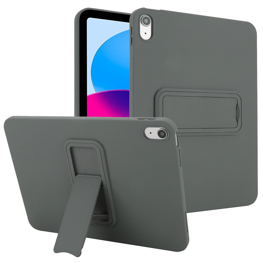 For iPad (2025) / 10.9 (2022) Case TPU + PC Skin-Friendly Kickstand Tablet Cover - Grey