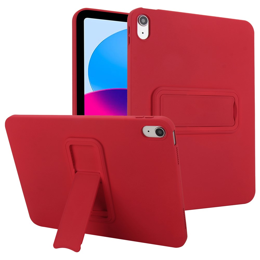 For iPad (2025) / 10.9 (2022) Case TPU + PC Skin-Friendly Kickstand Tablet Cover - Red