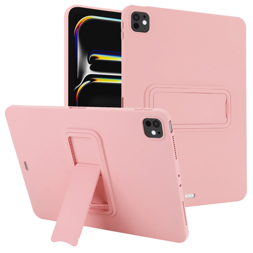 For iPad Pro 11 (2025) / 11 (2024) Case TPU + PC Skin-Friendly Kickstand Tablet Cover - Pink