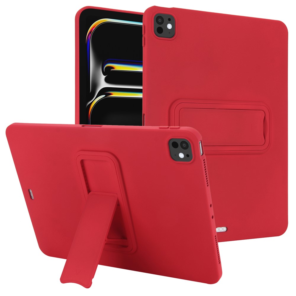 For iPad Pro 11 (2025) / 11 (2024) Case TPU + PC Skin-Friendly Kickstand Tablet Cover - Red