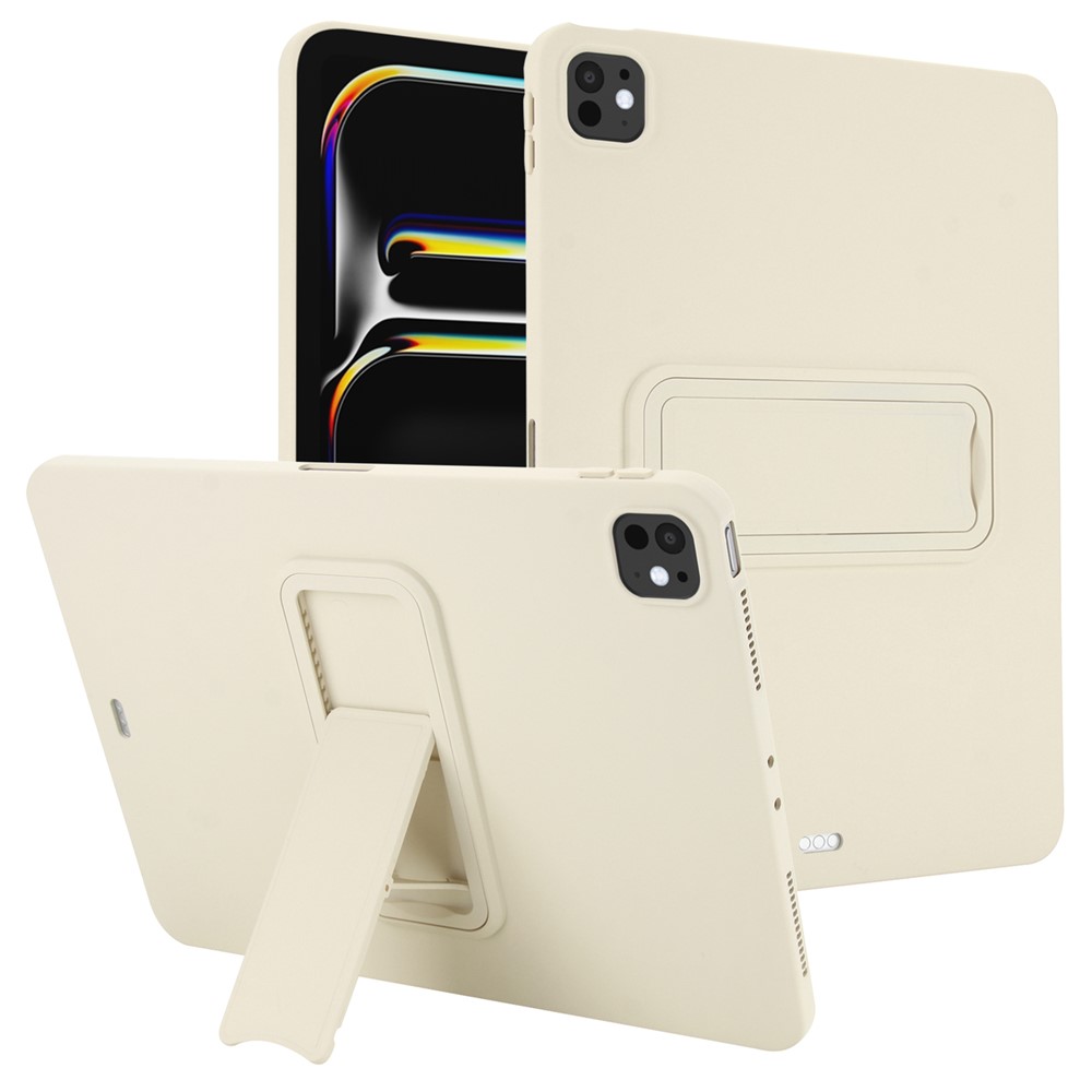 For iPad Pro 11 (2025) / 11 (2024) Case TPU + PC Skin-Friendly Kickstand Tablet Cover - Beige