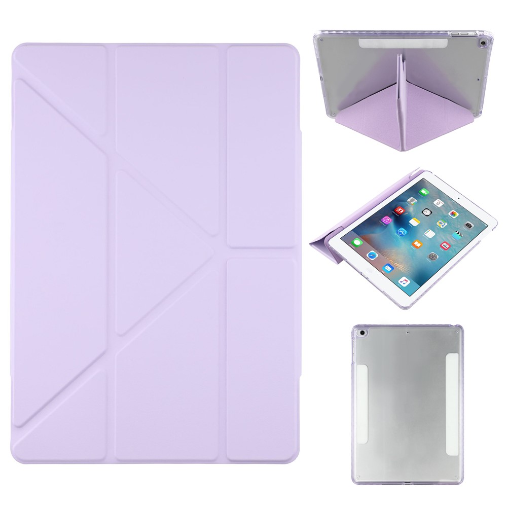 Tablet Case For iPad 9.7-inch (2018) / (2017) / Air 2 / Air (2013) Magnetic Dual Clasp PU TPU Acrylic Origami Stand Cover - Purple