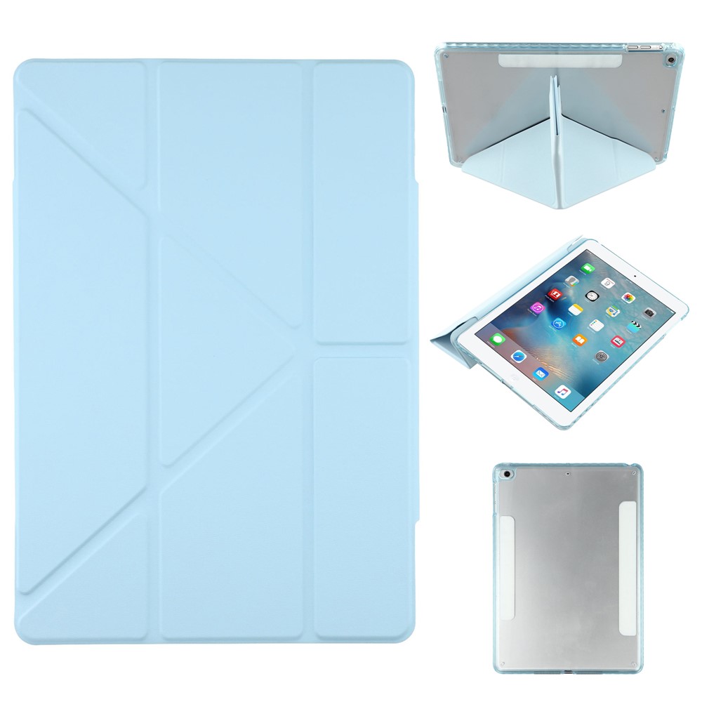 Tablet Case For iPad 9.7-inch (2018) / (2017) / Air 2 / Air (2013) Magnetic Dual Clasp PU TPU Acrylic Origami Stand Cover - Baby Blue