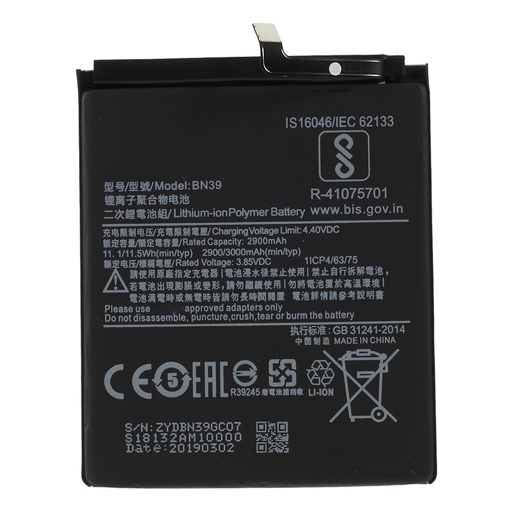 For Xiaomi Mi Play 3.85V 2900mAh Li-ion Polymer Battery Part (Encode: BN39) (without Logo)-2