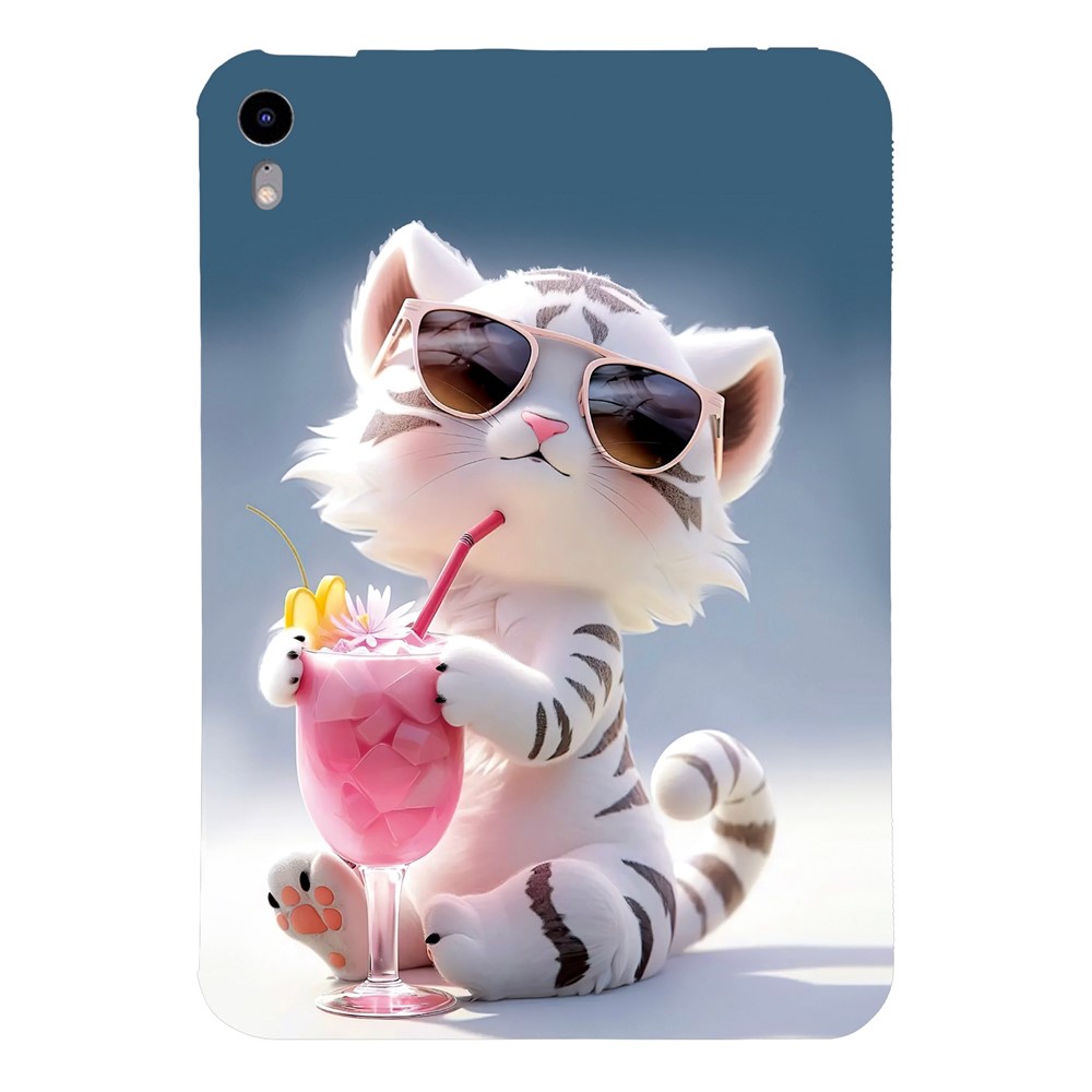 For iPad mini (2024) / (2021) Case Pattern Printing Slim Soft TPU Tablet Cover - Cartoon Tiger
