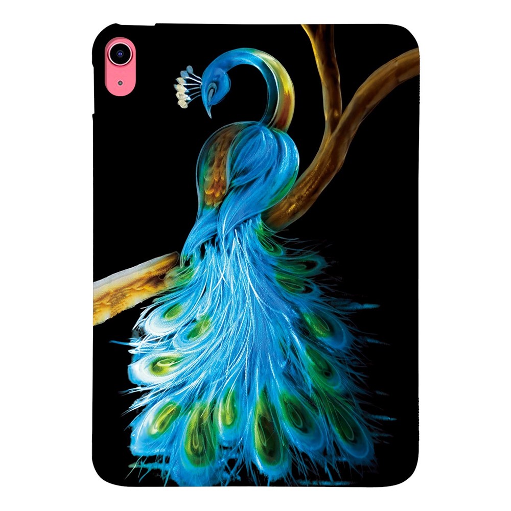 For iPad (2025)  /  10.9 (2022) Case Pattern Printing Slim Soft TPU Tablet Cover - Peacock