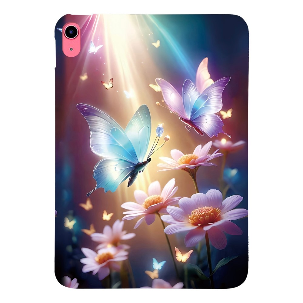 For iPad (2025) / 10.9 (2022) Case Pattern Printing Slim Soft TPU Tablet Cover - Butterfly Floral