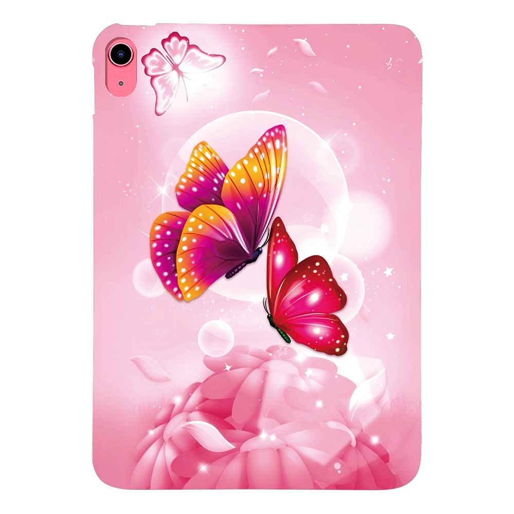 For iPad (2025) / 10.9 (2022) Case Pattern Printing Slim Soft TPU Tablet Cover - Pink Butterfly